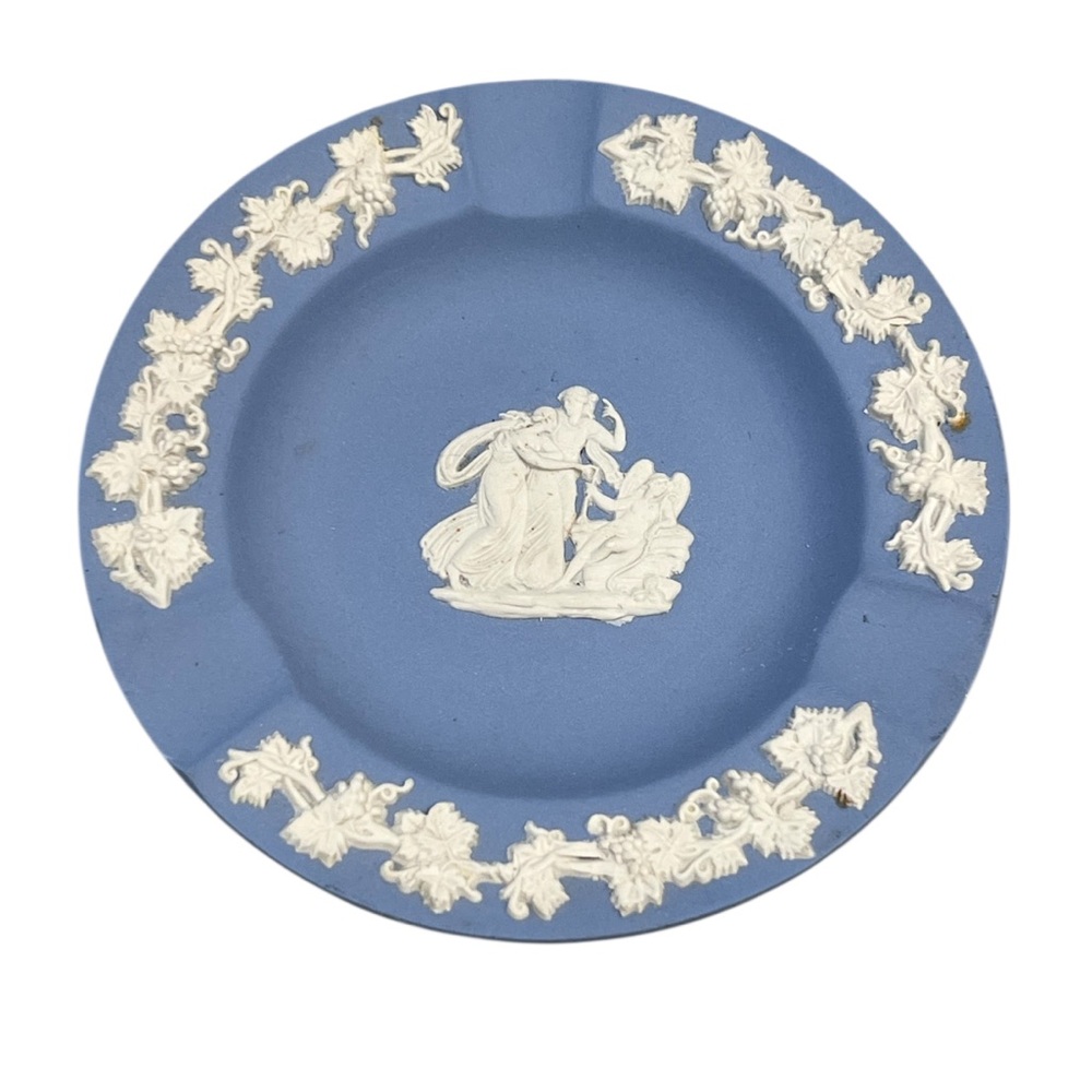 💥SOLD Wedgwood Blue Ashtray White Relief Design
